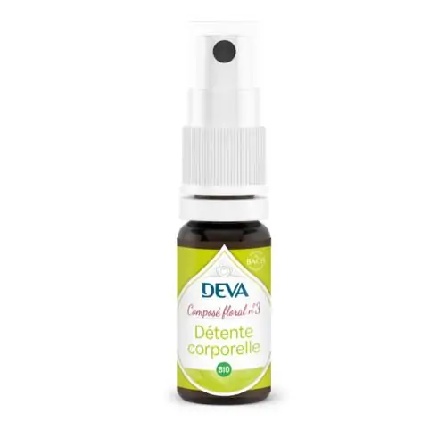 Flacon du composé floral détente corporelle DEVA pour la récupération sportive et la souplesse