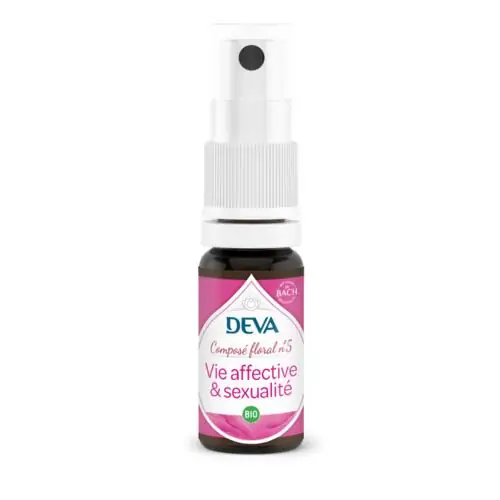 Flacon du composé floral vie affective et sexualité DEVA pour l'harmonie relationnelle