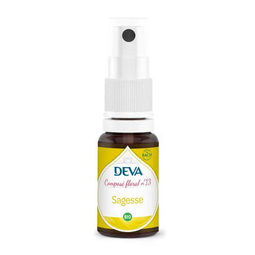 Flacon de composé floral sagesse DEVA bio pour l'acceptation du temps qui passe
