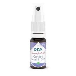 Flacon du composé floral confort féminin 50+ DEVA pour la ménopause et la périménopause sur La Boutique de Gaïa