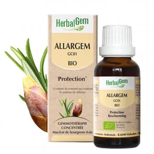 Flacon de complexe macérat de bourgeon allargem pour soulager les allergies