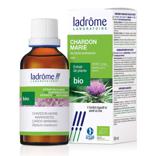 Flacon Extrait hydro-alcoolique Chardon-Marie BIO Ladrôme 50ml.