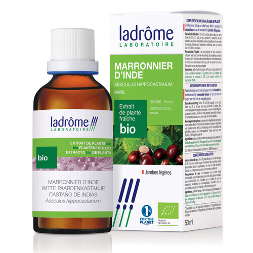 Flacon Extrait hydro-alcoolique de Marronnier d'Inde BIO Ladrôme pour la circulation.