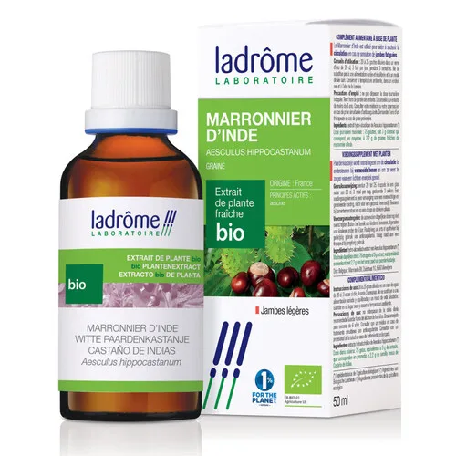 Flacon Extrait hydro-alcoolique de Marronnier d'Inde BIO Ladrôme pour la circulation.